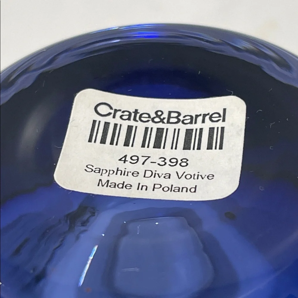 Crate&Barrel Diva Sapphire Blue Glass Candle Votive